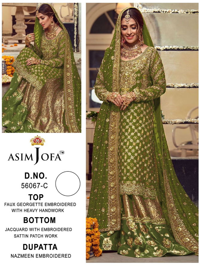 Asim Jofa 56067 Colours Fancy Wedding Wear Georgette Heavy Pakistani Salwar Kameez Collection